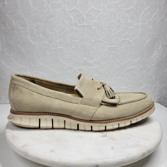 Cole Haan Zero Grand Suede Loafers Mens 13 Beige Tassel Boat Shoes main image 14